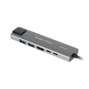 Adaptér KRUGER & MATZ KM0391 (HUB) USB-C na HDMI / 2x USB / 2x USB-C / RJ45