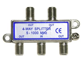 Anténní rozbočovač RO113 4x F - (5-1000MHz), útlum 8dB, 1 větev průchozí DC