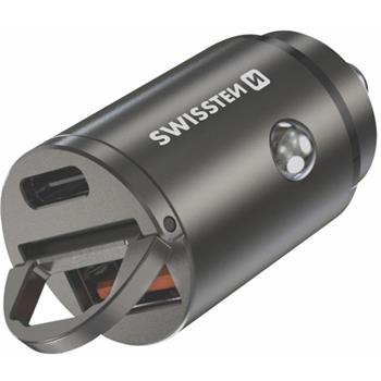 Autoadaptér SWISSTEN 12-24V USB-C Power Delivery + USB Super Charge 3.0 30W