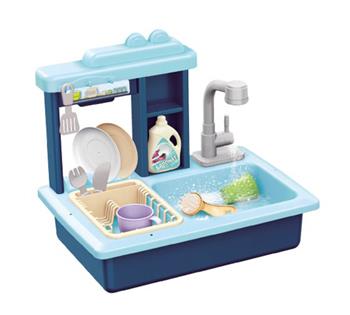 Dětský dřez na mytí nádobí TEDDIES s kohoutkem na vodu modrý