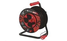 Prodlužovací kabel EMOS P084253 PROFI na bubnu 25 m / 4 zás. / černý / guma-neopren / 230V / 2,5 mm2