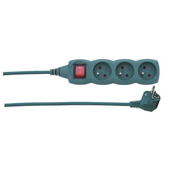 Prodlužovací kabel s vypínačem 3 zásuvky 3m, zelený