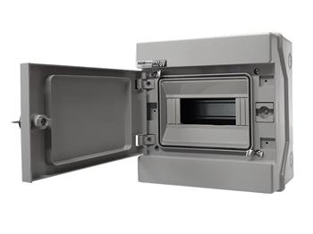Rozvaděč RH-8/UV NEO pro fotovoltaiku plast. / IP65 / 1500V DC / 500V AC / 1x8 nástěnný / šedé dveře