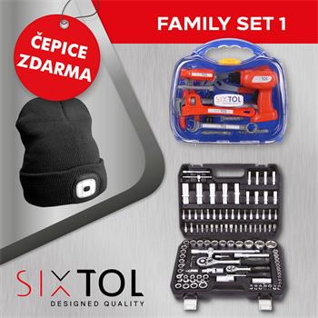 SET 1 Gola sada TOOL SET PLUS 108 + Dětské nářadí KIDS 12 + Čepice s čelovkou B-HAT, černá SIXTOL