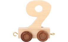 Vagónek dřevěné vláčkodráhy - přírodní číslice - číslo 9