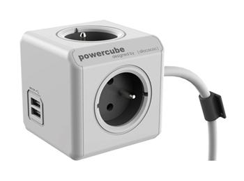 Zásuvka PowerCube Extended USB s kabelem 1,5m šedá